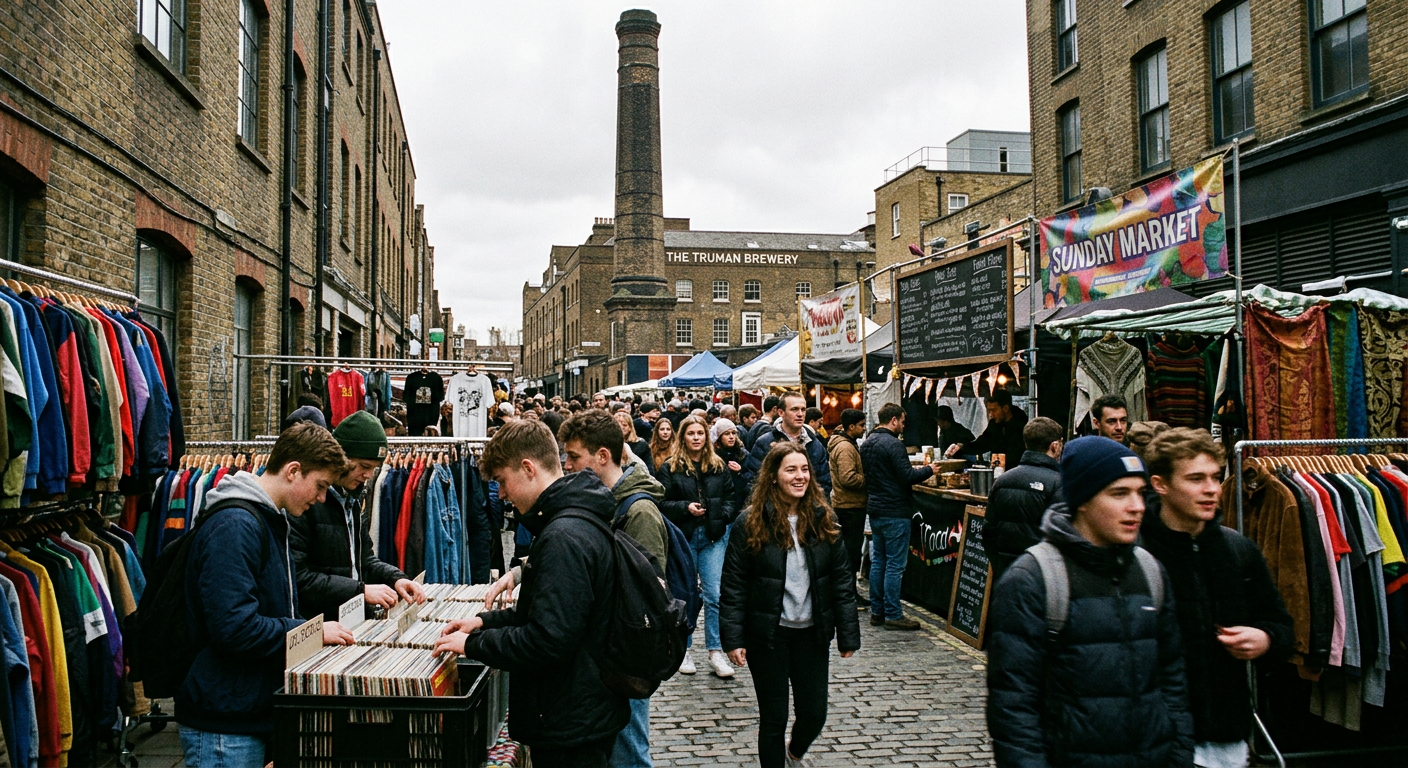 Brick Lane Sunday Market in Spitalfields, London